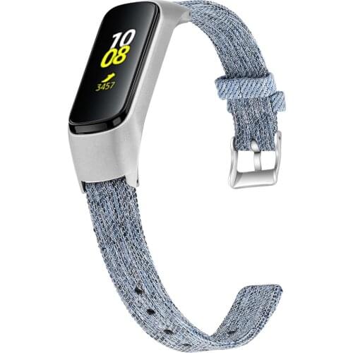 EiEuuk Fabric Watchband for Samsung Galaxy Fit E R375 Canvas Replacement Watch Strap + Metal Frame Buckle