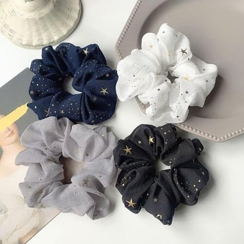 Fashion Simply Star Chiffon Large Intestine Circle Headdress Girl Ponytail Hair Ring Women Elastic Hair Bands Hair Accessories