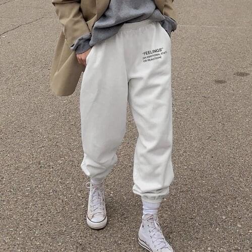 Y2k Women Sweatshirt Pants Letter Sportwear Pants High Waist Trousers Harajuku Pockets Joggers Casual Pants 2000s Streetwear Gym