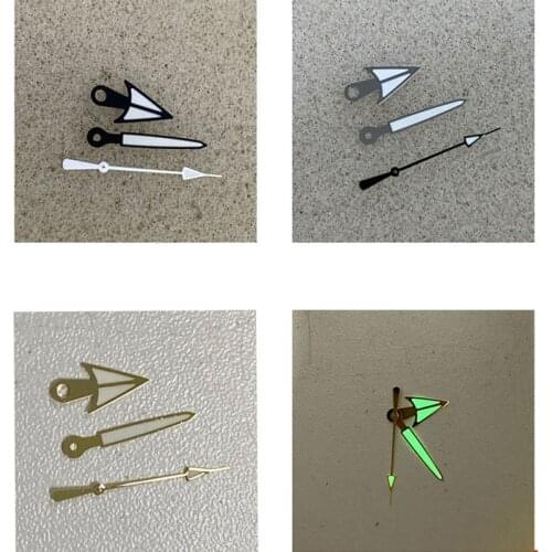 Gold/Black/Silver Three-Hand Watch Hands with Green Luminous for NH35/NH36 Movement Assembly
