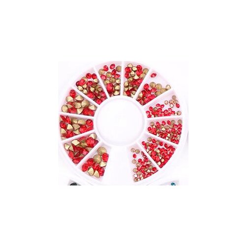 1 Wheel 3D Nail Rhinestones, 5 Colors Crystal Clear Rhinestones, Crystal Clear Pointed Back,2/3/4mm Sizes RhinestonesHWZE144