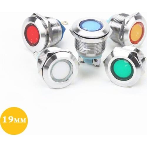 1pcs LED Metal Indicator light 19mm waterproof Signal lamp LIGHT 3V 6V 12V 24V 220v screw connect red yellow blue white