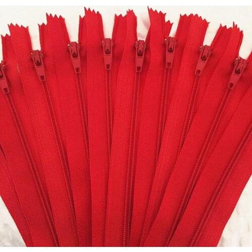 10 pieces. Red 30cm (12inch) nylon zipper, sewer tailor, handicraft and FGDQRS
