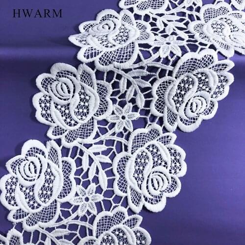 10yard White Rose Flower Latest African Laces 2021 High Quality Trim Ribbon Skirt Curtain Wedding Dress Embroideried Craft Sew