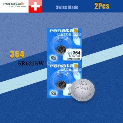 2 Xrenata Silver Oxide Watch Battery 364 SR621SW 621 1.55V 100% original brand renata 364 renata 621 battery
