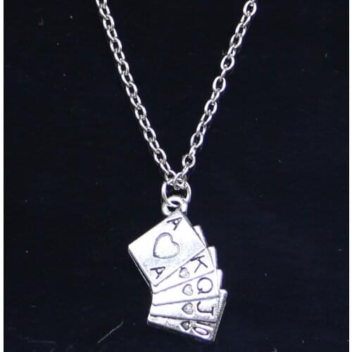20pcs New Fashion Necklace 24x13mm playing cards poker train seqence Pendants Short Long Women Men Gift