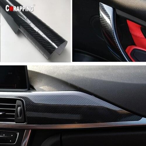 20x152cm Waterproof High Gloss 5D Carbon Fiber Wrap Glossy Black Vinyl Car Styling Auto Motorcycle Accessories Protector Film