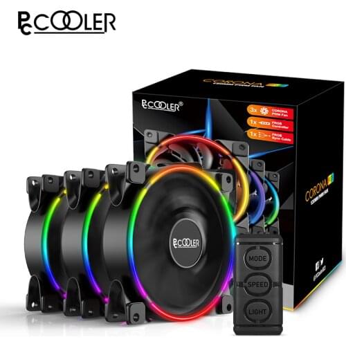 3pcs PCCooler RGB Fan 120mm PWM Dual ring Cooling fan 5V 3Pin Aura Sync PC Case fan Quiet Cooler