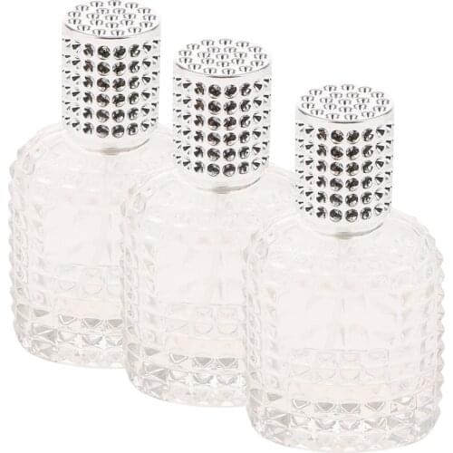 3pcs Glass Perfume Bottle Sprayable Fragrance Bottle Container Travel Size Silver 50ml