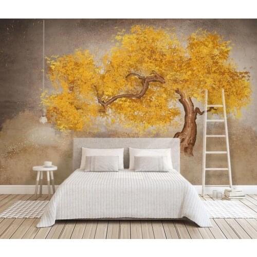 Milofi custom 3D wallpaper mural background wall decoration painting hand-painted maple wood living room bedroom background wall