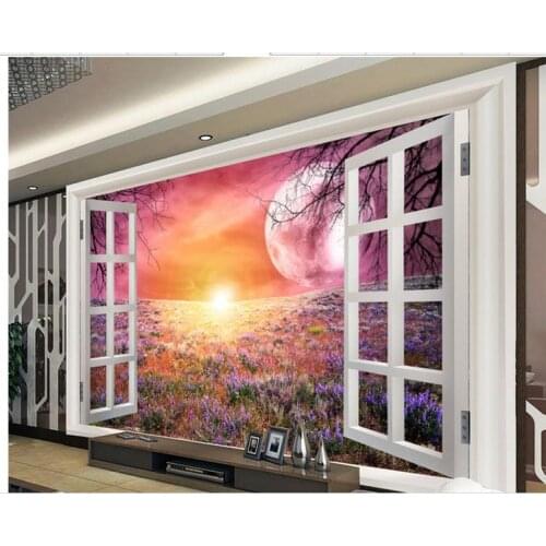 3d customized wallpaper custom 3d wallpaper Outside the window landscape painting photo 3d wallpaper