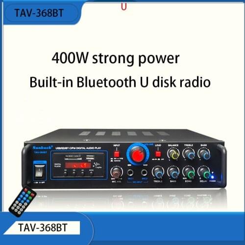 400W 220V High-power Home Car Built-in Bluetooth Power Amplifier Amplifier Audio K Song Power Amplifier U Disk Radio Amplifier