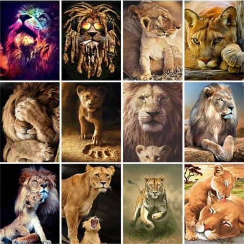 5D Diamond Painting Full Round Square Lion Cross Stitch Embroidery Diamond Mosaic Animal Art Picture of Rhinestones Home Decor