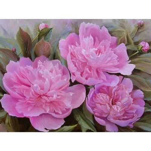 DIY Diamond Painting Flowers Diamond Embroidery Peony Picture Of Rhinestone Full Drill Garden Decoration pink flower