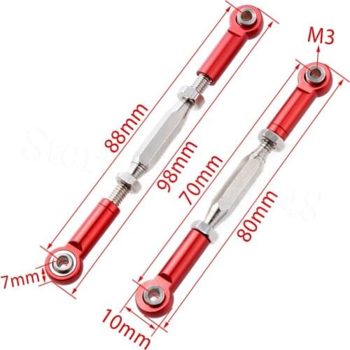 For TRAXXAS Slash 4X4 Aluminum Steering Turnbuckle Toe Link Camber Linkage 85mm Assembled Rod Ends Hollow Balls Left Right