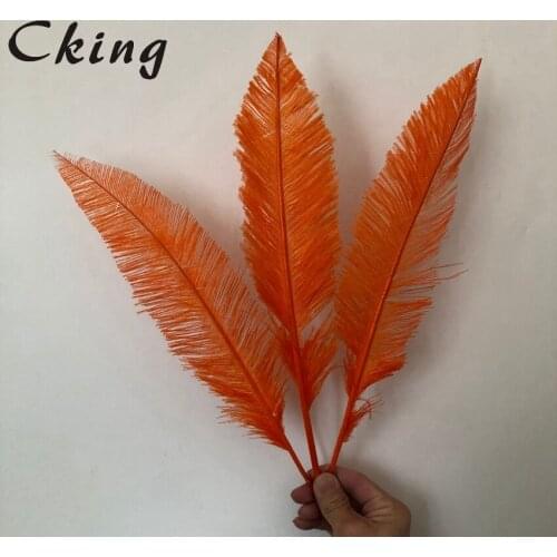 Price For 50PCS Orange Dyed AAA Quality Ostrich Plumes 45-50CM 18-20" Super Nandu Ostrich Feather For Crafts Wedding Decorations