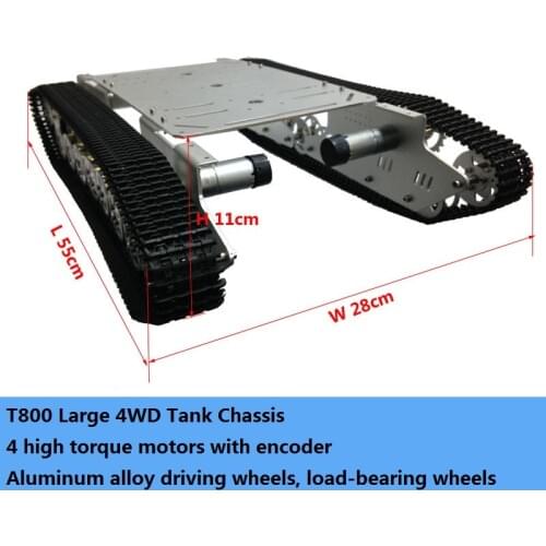 DIY 4WD Metal Tank Chassis Large T800 Smart Crawler Robot Platform 4pcs High Torque Motor With Encoder Speed Feedback Heavy Load