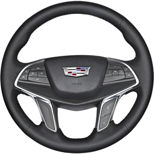 For Cadillac xt5 xts xt4 atsl CT5 ct6 XT6 DIY custom leather suede fur interior car steering wheel cover car accessories