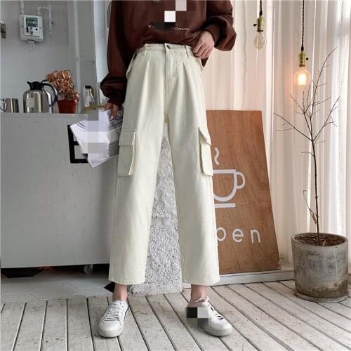 ZG1418 2020 spring autumn new Korean version women fashion high-waisted straight jeans cheap wholesale