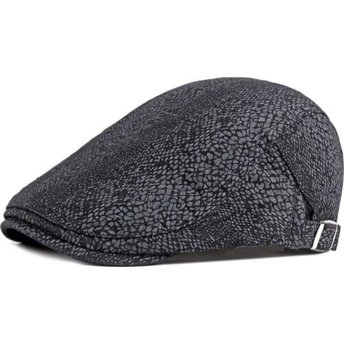 Spring Summer Hat Men Cotton Snakeskin Pattern Herringbone Berets Thin Flat Peaked Caps Women Cabbie Sun Newsboy Hat Adjustable