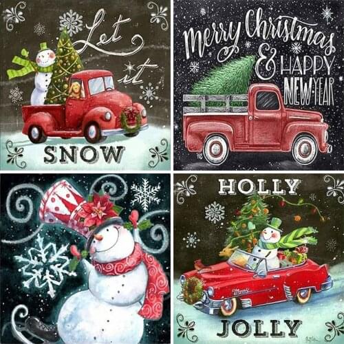 HUACAN Diamond Painting Christmas Snowman Rhinestone Kit Diamond Embroidery Blackboard Art Full Square Mosaic Car Home Decor