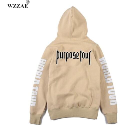 Justin Bieber Purpose Tour Print Hoodie Men Hip hop Streetwear Fleece Cotton Pullover WORLD TOUR Special Sweatshirt Women S-XXL