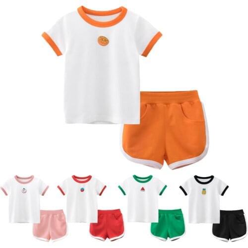 Girls Summer Clothing Set 2PC Children Sets Fruit T-shirt + Shorts Baby Girl Kawaii Fashion Clothing 2-8 Years
