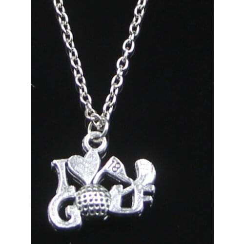Fashion 17*22mm I Love Golf Pendant Necklace Link Chain For Female Choker Necklace Creative Jewelry party Gift