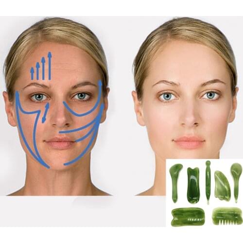 Natural Gua Sha Stone Set Guasha Board Body ​​For Face ​Neck ​Skin Lifting Meridian Wrinkle Remover Massager Tool Beauty Spa