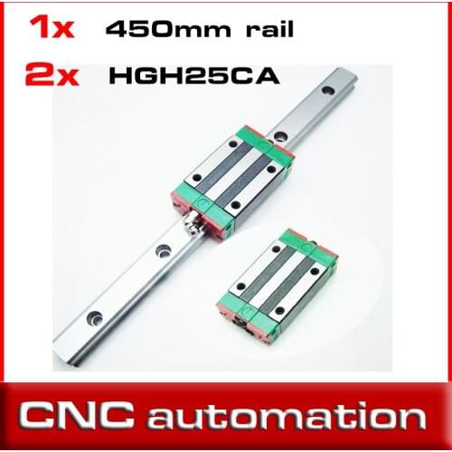 NEW 25mm linear guide 1pc HGR25 L 450mm Linear Rail and 2pcs HGH25CA HGW25CA FLANGE Linear Block Carriage CNC parts