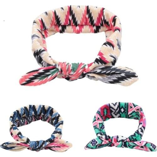New Green Stripe Rabbit Ear Headband Hair Band Printing Cotton Elastic Bow Knot Headband Rabbit Baby Kids Hair Accessories