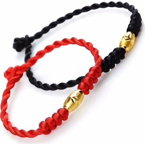 New Solid 24K Yellow Gold Bracelet /Lucky 1pcs Knitted Beads Bracelet/ 0.75g