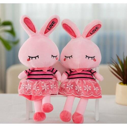 New Pattern Cartoon LOVE Rabbit Lint Toys Doll A Doll Birthday Gift Pink Colour Skirt Princess Rabbit Customized