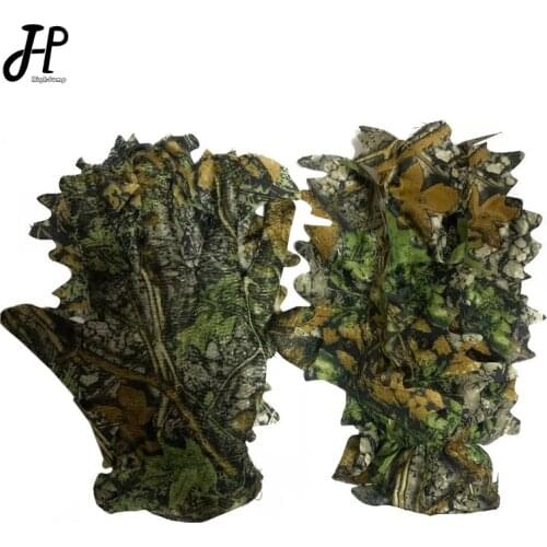 1Pair Hunting Gloves Breathable Comfortable Non-slip Durable Maple Leaves Bionic Gloves for Outdoor Shooting Hunting Camo Gloves