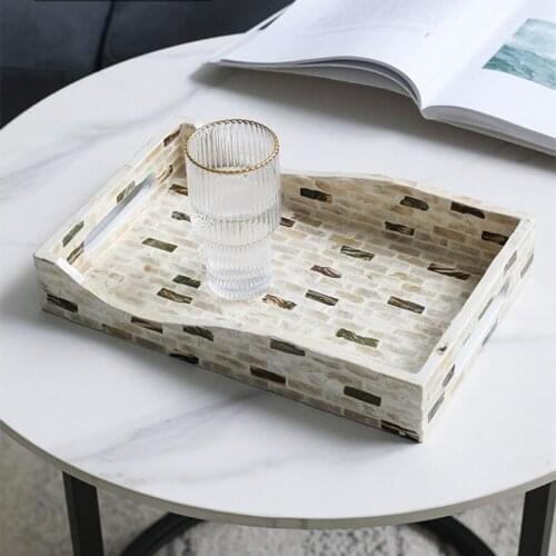 Shell tray Nordic minimalist style Hand cut stitching Storage tray Decorative ornaments rectangle Small fresh Home Decoration