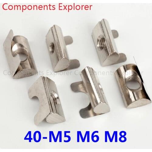 40 Series Spring T-Nuts M5 M6 and M8 for 40 Series Aluminum Extrusion Profiles,100pcs/lot