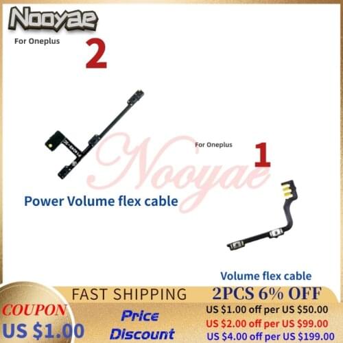Top Brand New Volume Button Power Switch On Off Key Flex Cable For OnePlus 1 2 Volume Up Down Ribbon
