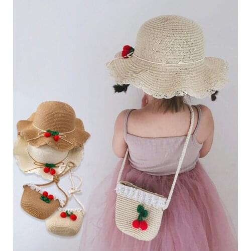 Childrens Cap for Girl Kids Straw Hat Anti-UV Windproof Cartoons Panama Hat 2-5 Years Old Baby Hat Summer Essentials Beach Hat