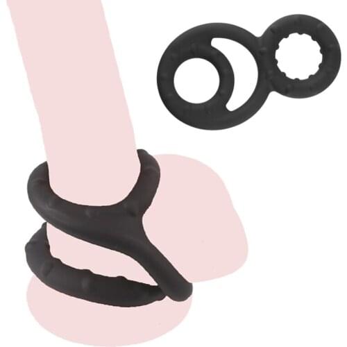 Silicone Dual Ring Semen Lock Penis Ring Cock Ring Couple Lover Sex Toys for Men Delay Ejaculation Dick Ring Erotic Sex Product