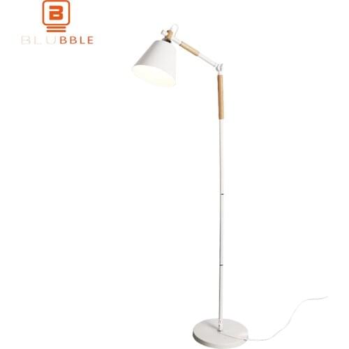 BLUBBLE Nordic Wood Floor Lamp Modern Luminaria Vertical Standing Light For Living Room Bedroom Hotel E27 Lamparas Floor Lamp