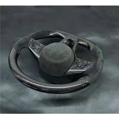 Cuatomized Trim Real Carbon Fiber Sports Steering Wheel Alcantara Leather compatible for Nissan Kicks Qashqai 2014-2020