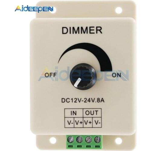 LED Dimmer Switch DC 12V 24V 8A Adjustable Brightness Lamp Bulb Strip Driver Single Color Light Power Supply Controller