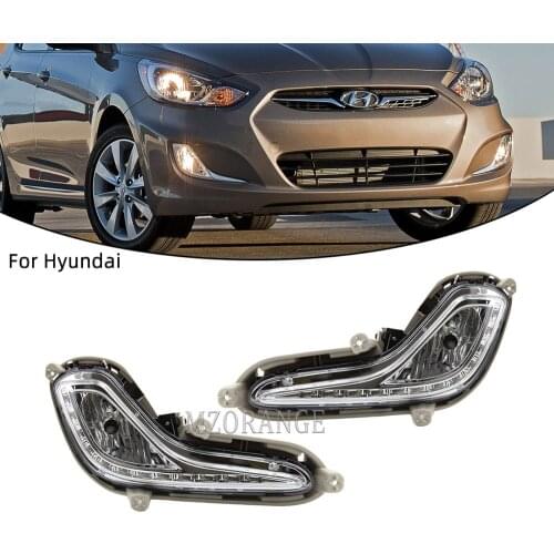 LED DRL Headlight for Hyundai Solaris Accent 2010-2013 Halogen Fog Lights Fog Lamp Headlights Daytime Running Light Driving Lamp