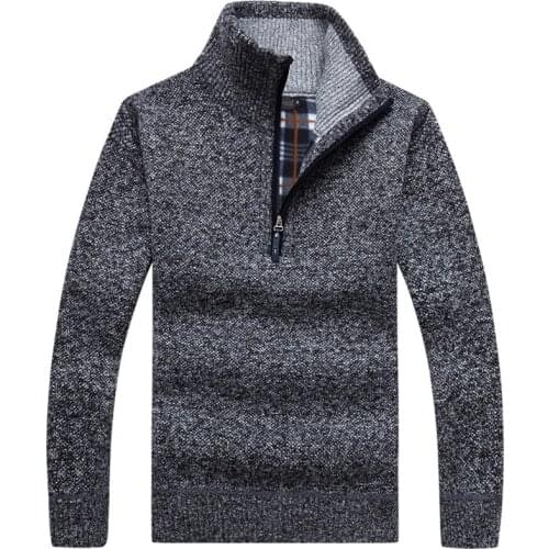 Turtleneck Sweaters Half Zip Warm Fleece Winter Coat Casual Pullover Mens Thick Warm Knitted Pullover Men Sweater Solid Fashion