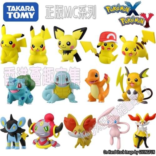 TAKARA TOMY Genuine Pokemon Mc Pikachu Fennekin Mew Cute Action Figure Model Toys