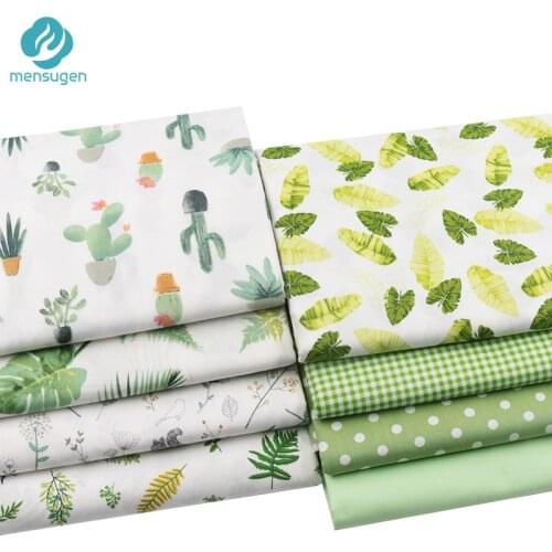 Green Cactus Leaves Polka dots Printed 100% Cotton Fabric Meters for Dresses Cushions Blanket Sewing Cloth Bed Sheet Textile