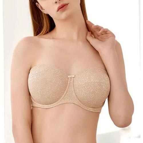 Plus Size Womens Convertible Support Multi-way Strapless Bra Sexy Lace Floral Non-padded Underwire Female Half Cup Lingerie 38 H