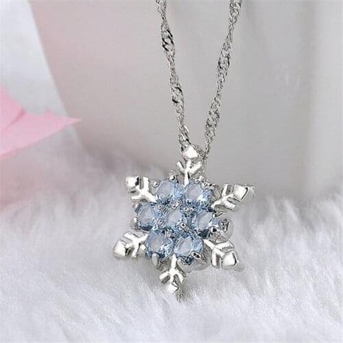 Female Snowflake Pendant Necklace Silver Color Chain Necklace Shiny Zircon Choker Necklace Women Fashion Jewelry Gift For Girl