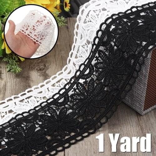 1 Yard Milk Silk Embroidered Lace Edge Lace Trim White/Black Lace Ribbon Wedding Applique DIY Sewing Accessory