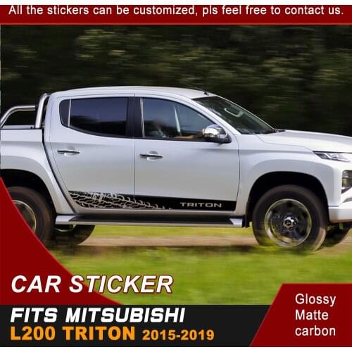2 Pcs car decals body side waist car styling graphic vinyl car stickers fit for mitsubishi l200 triton 2012-2019